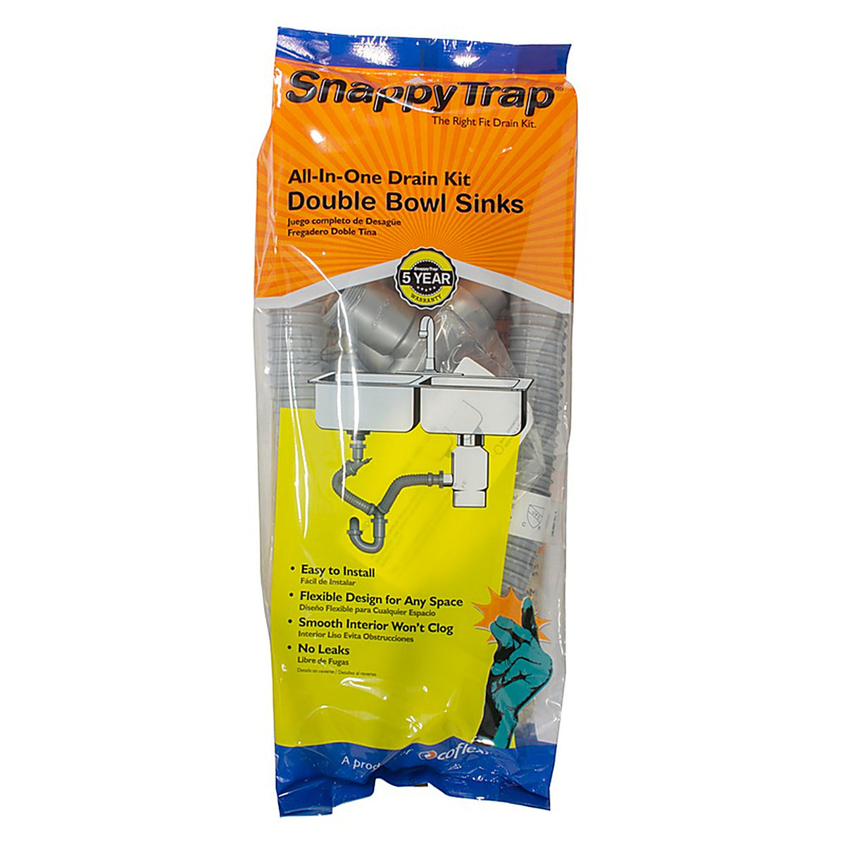 Snappy Trap - DK-110-AH - 1-1/2 In. D PVC Double Sink Drain Kit
