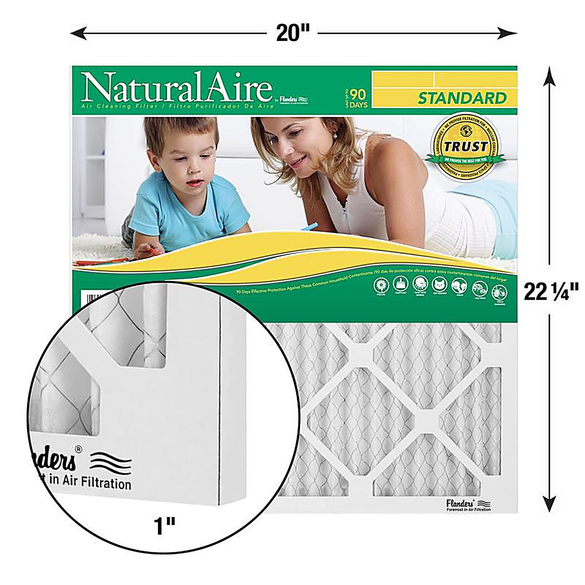 NaturalAire - 84858.01202225 - 20 In. W X 22.25 In. H X 1 In. Synthetic 8 MERV Pleated Air Filter 1 Pack