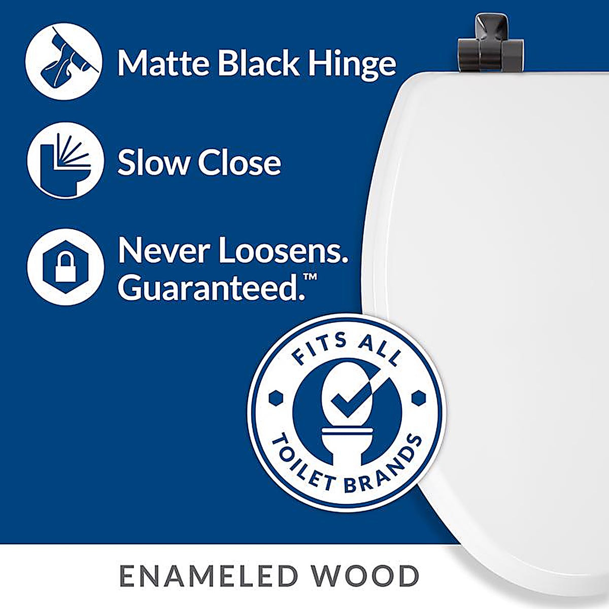 Bemis 26MBSL000 Benton Slow Close Round White Enameled Wood Toilet Seat