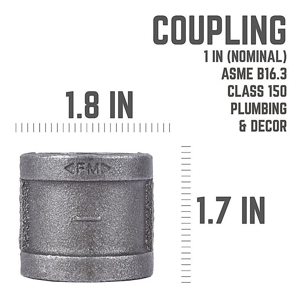 STZ Industries 310UPCO-1 1 in. FIP each X 1 in. D FIP Black Malleable Iron Coupling