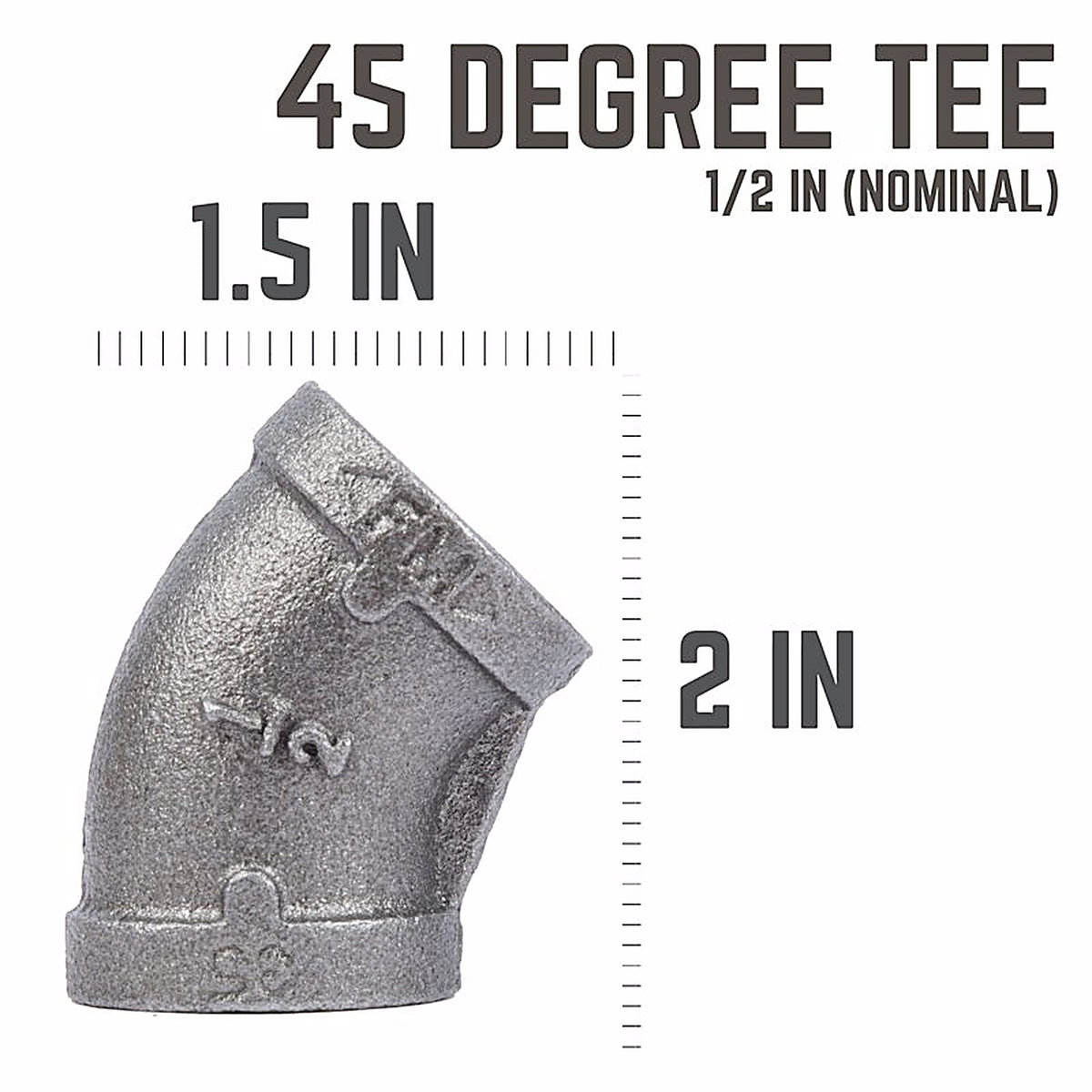 STZ Industries 310E45-12 1/2 in. FIP each X 1/2 in. D FIP Black Malleable Iron 45 Degree Elbow