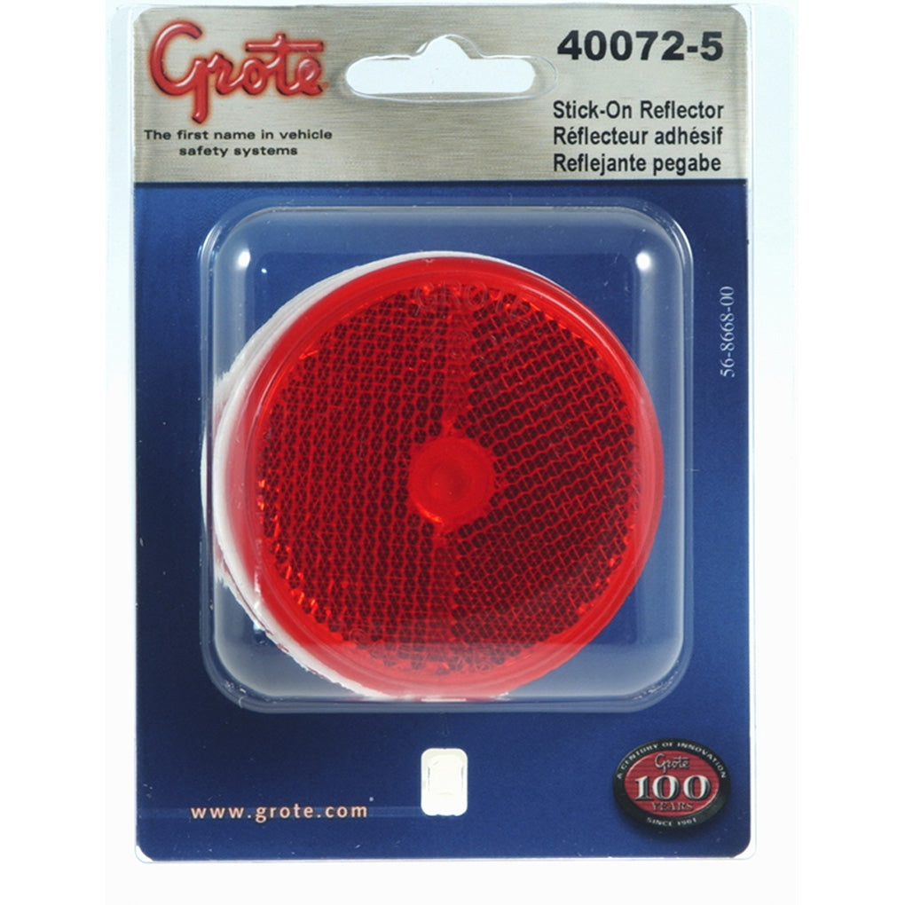 Grote 40072-5 Reflector, 2.5in. , Red, Round Stick-On, Pair