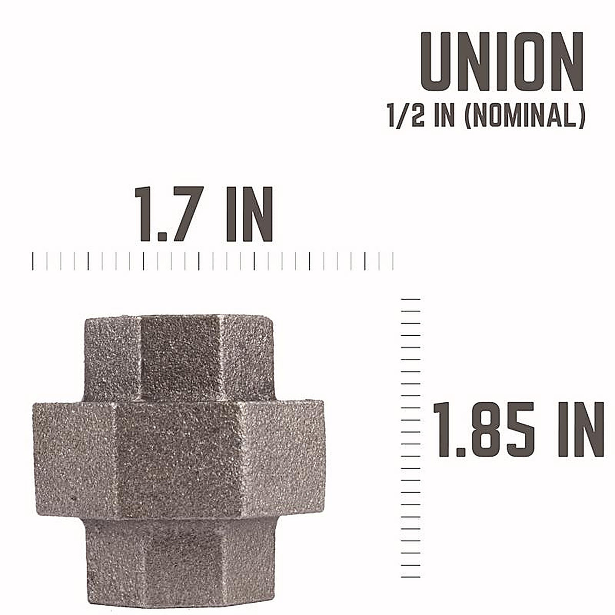 STZ Industries 310UPU-12 1/2 in. FIP each X 1/2 in. D FIP Black Malleable Iron Union