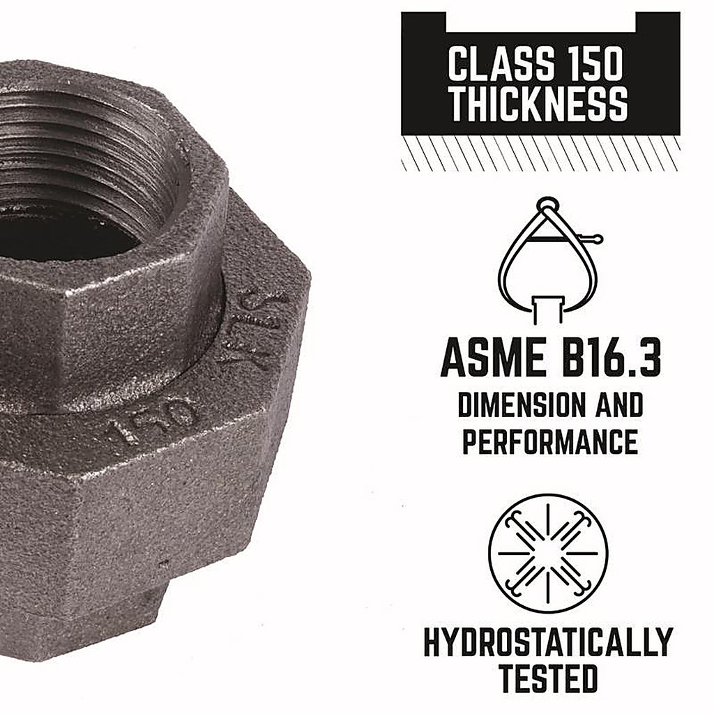 STZ Industries 310UPU-12 1/2 in. FIP each X 1/2 in. D FIP Black Malleable Iron Union