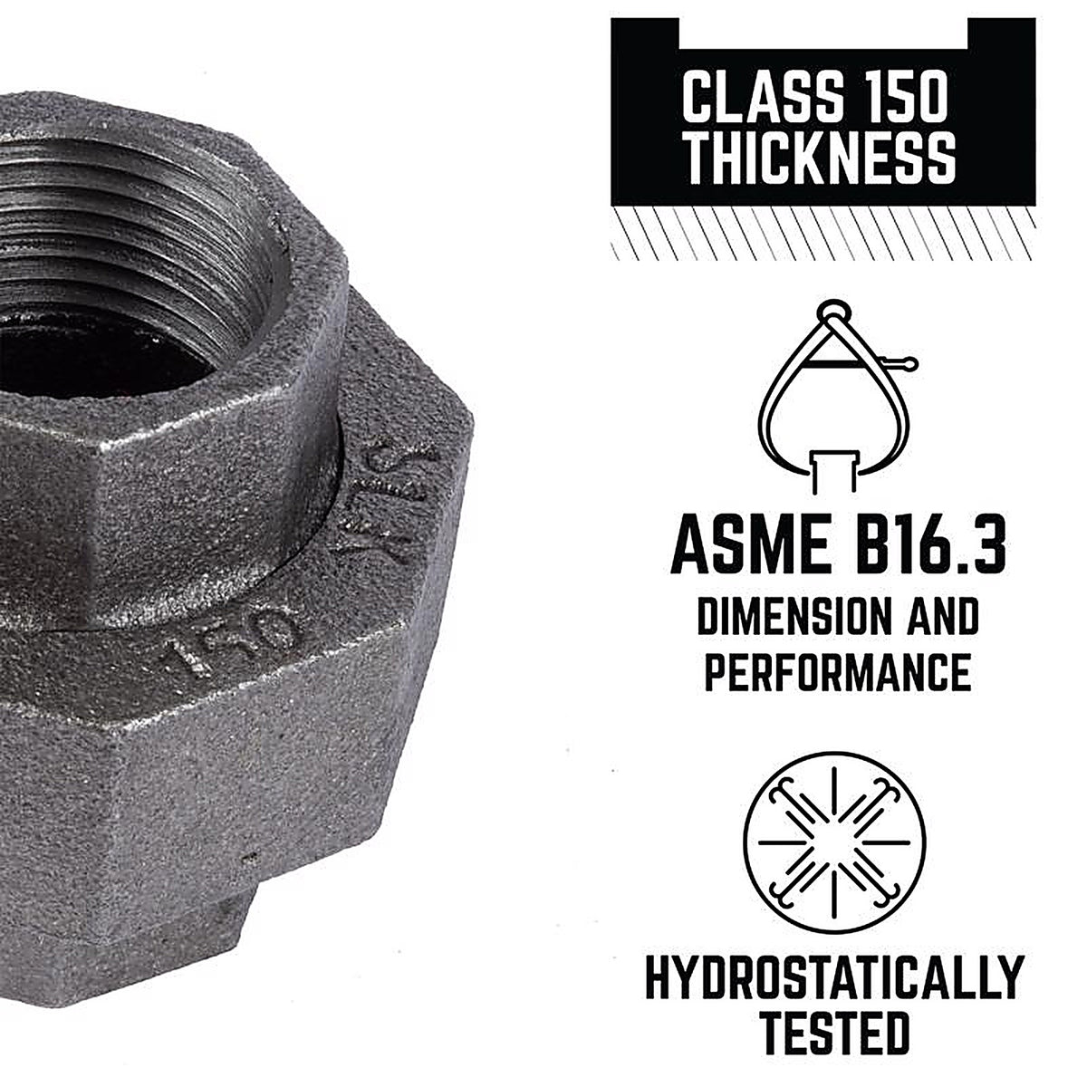 STZ Industries 310UPU-34 3/4 in. FIP each X 3/4 in. D FIP Black Malleable Iron Union