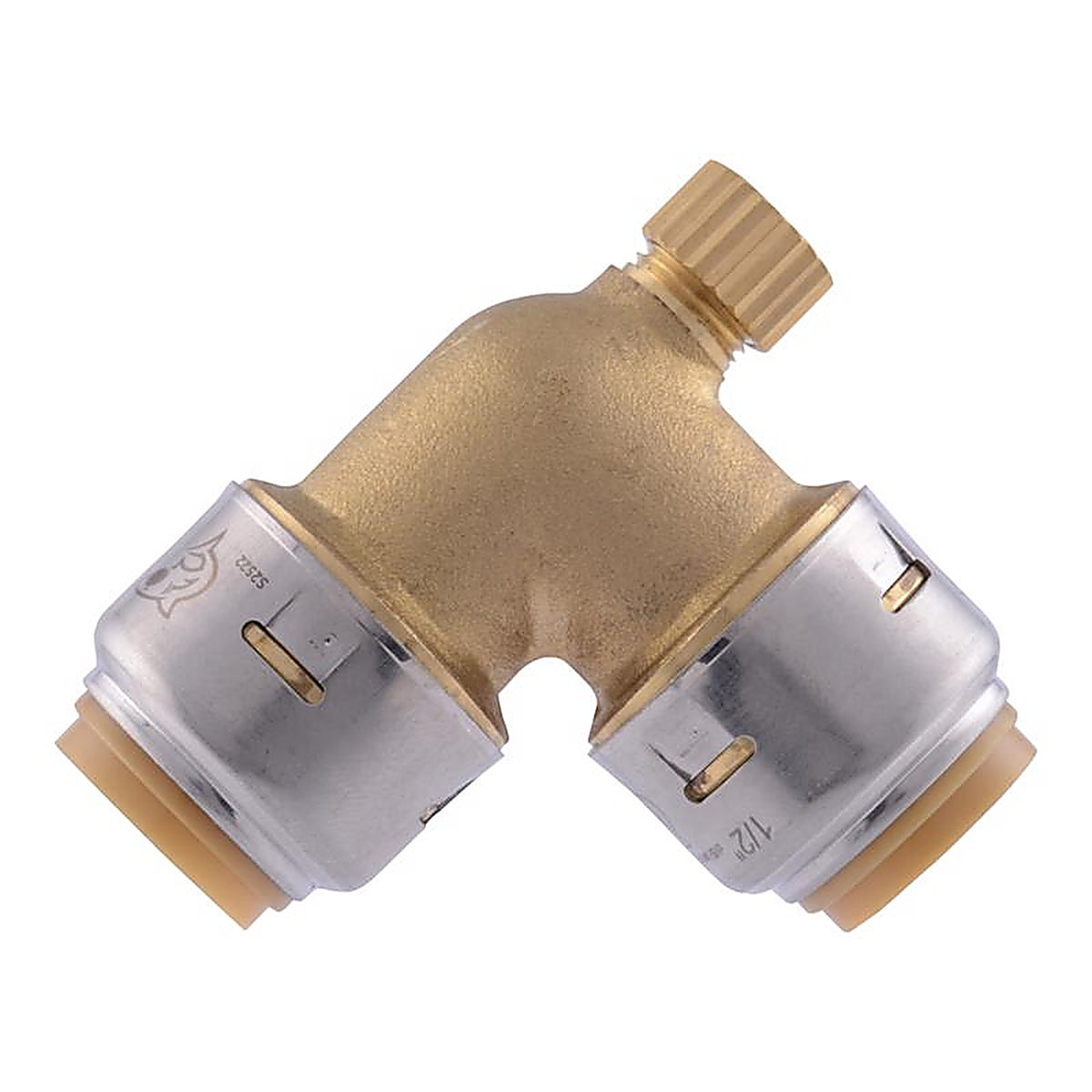SharkBite U5248LFA 1/2 in. Push-to-Connect T X 1/2 in. D Brass 90 Degree Elbow with Drain