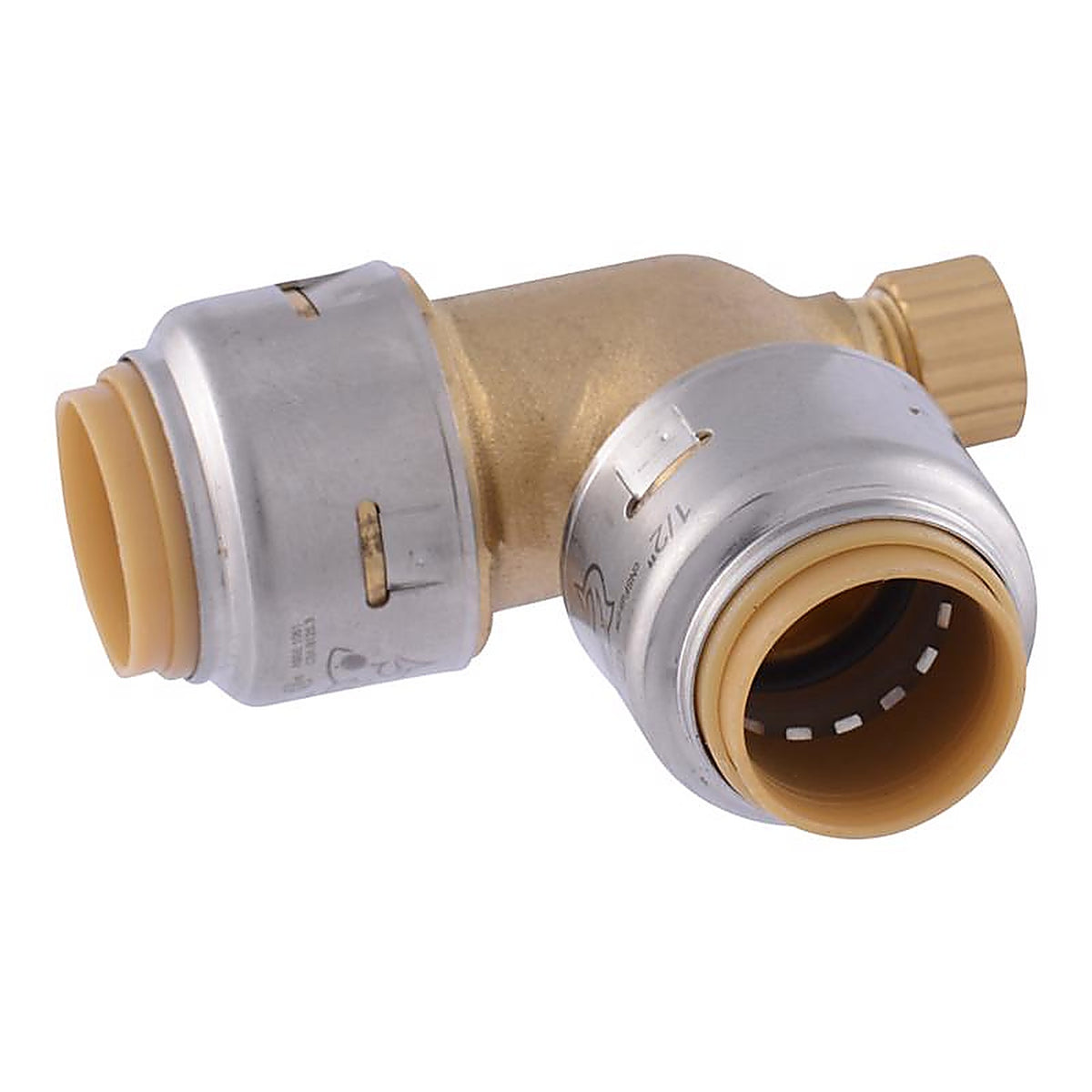 SharkBite U5248LFA 1/2 in. Push-to-Connect T X 1/2 in. D Brass 90 Degree Elbow with Drain