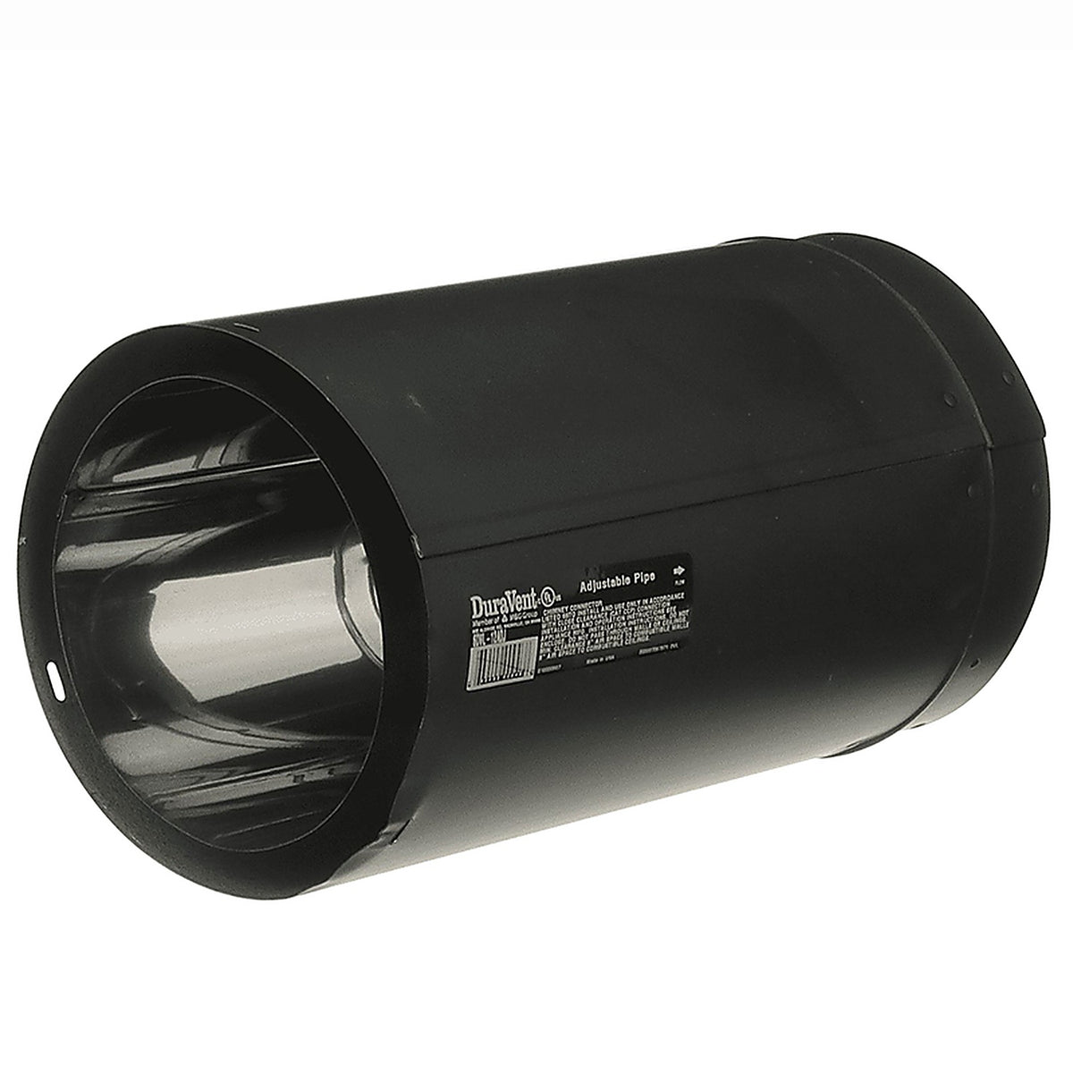 Duravent - 6DVL-12ADJ - Dvl 6 In. D X 12 In. L Aluminum/Galvanized Steel Double Wall Stove Pipe