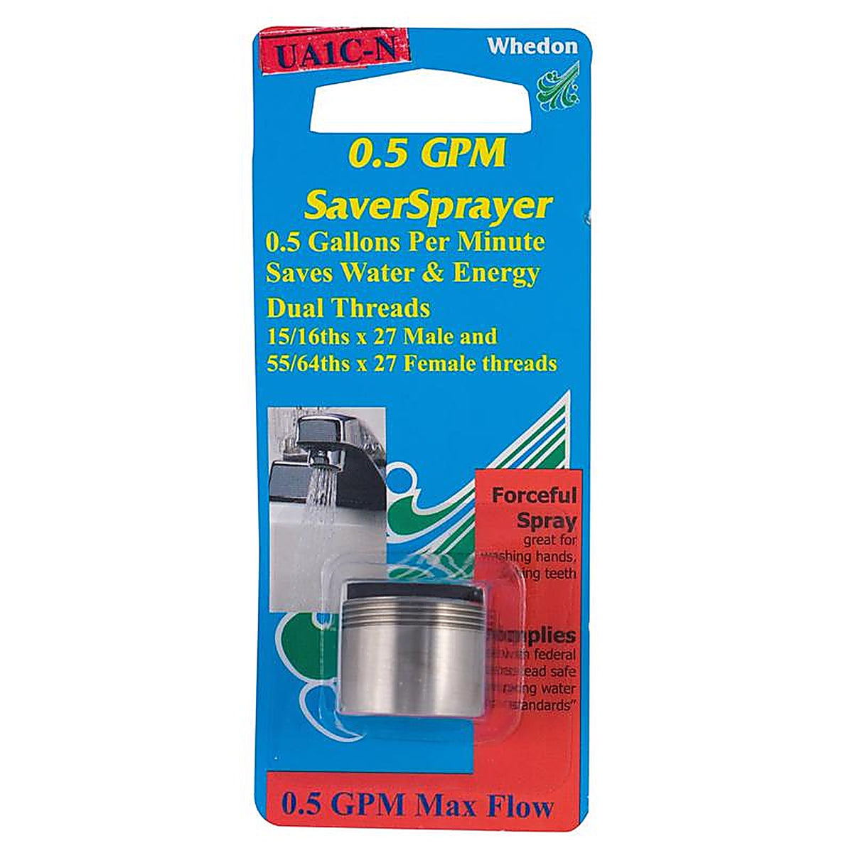 Whedon UA1C-N SaverSprayer Dual Thread 15/16 in.- 27M x 55/64 in.-27F Brushed Nickel Faucet Aerator