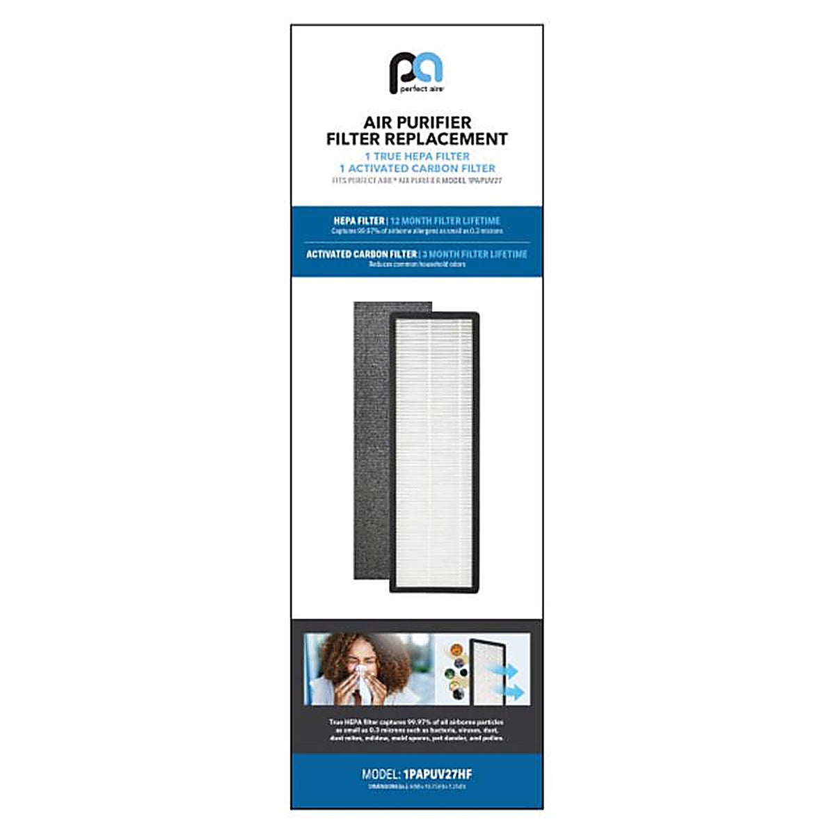 Perfect Aire - 1PAPUV27HF - 18.75 In. H X 6 In. W Rectangular Hepa Air Purifier Filter 1 Pack