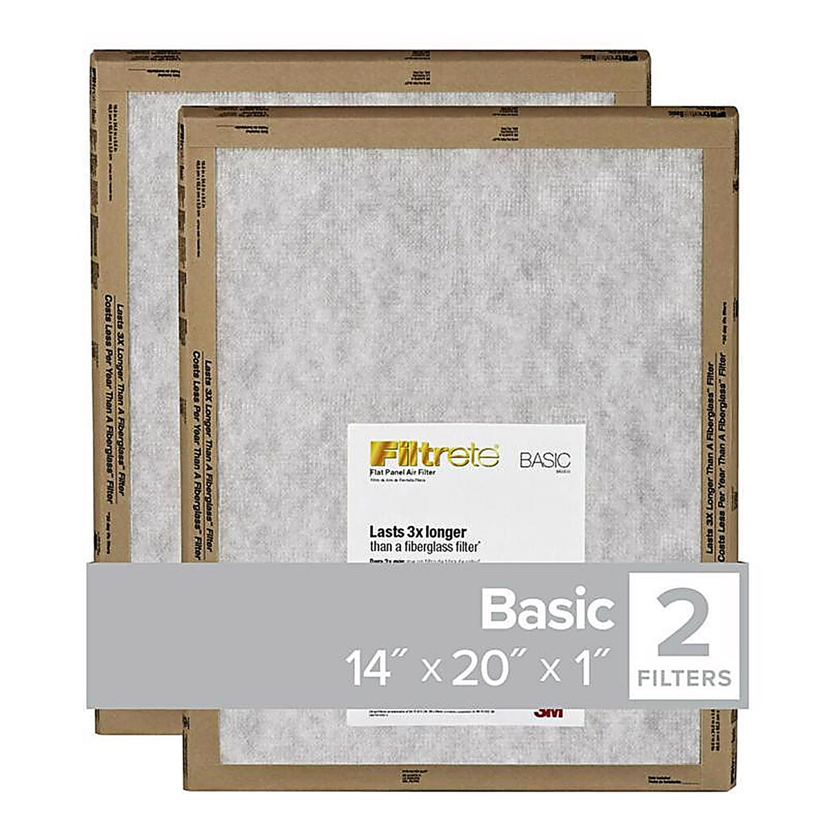 3M FPL05-2PK-24 Filtrete 14 in. W X 20 in. H X 1 in. D Synthetic 1 MERV Flat Panel Filter 2 pk