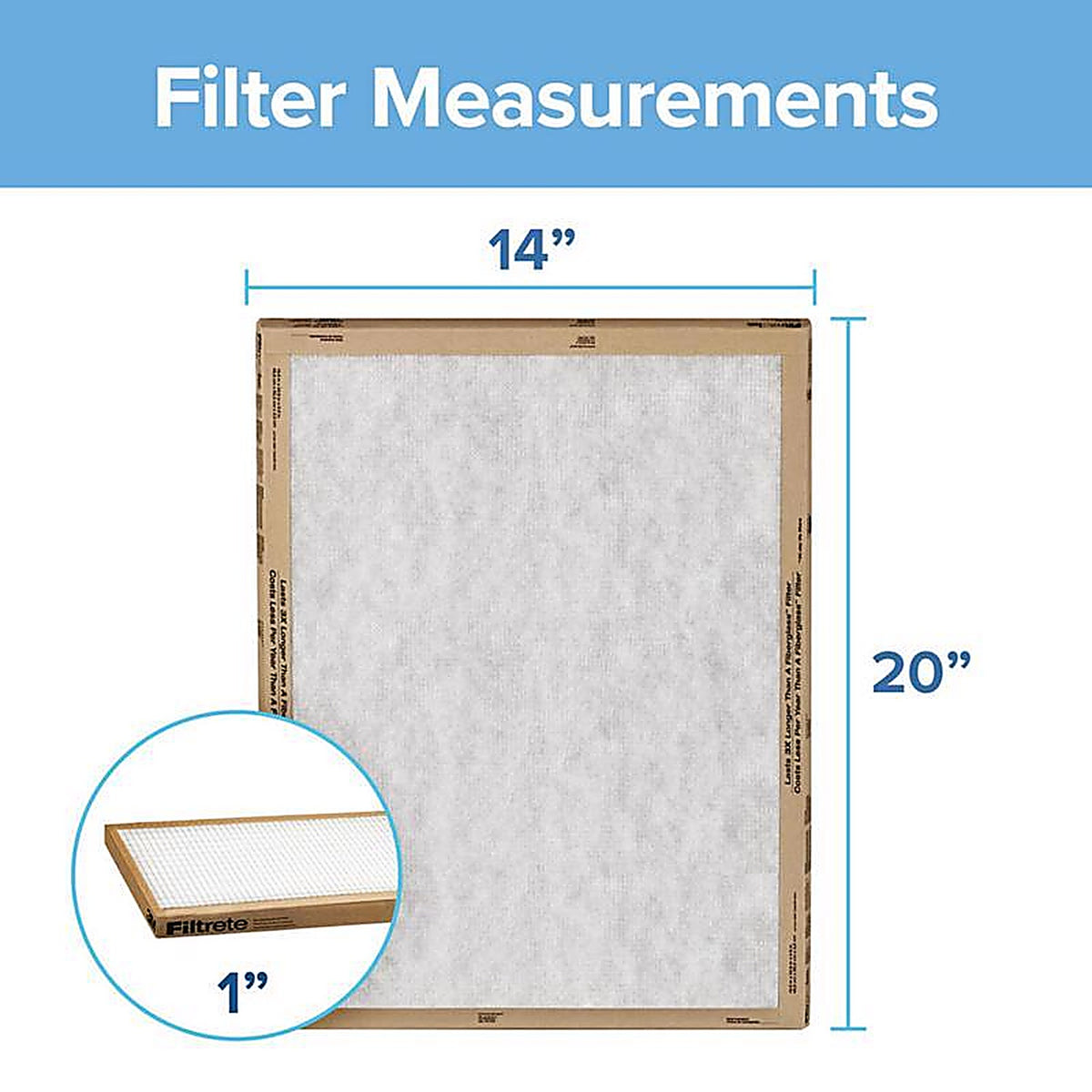 3M FPL05-2PK-24 Filtrete 14 in. W X 20 in. H X 1 in. D Synthetic 1 MERV Flat Panel Filter 2 pk