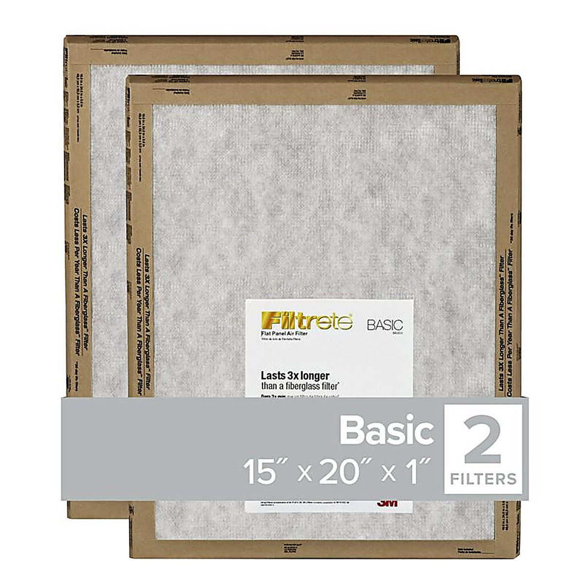 3M FPL06-2PK-24 Filtrete 15 in. W X 20 in. H X 1 in. D Synthetic 5 MERV Flat Panel Filter 2 pk