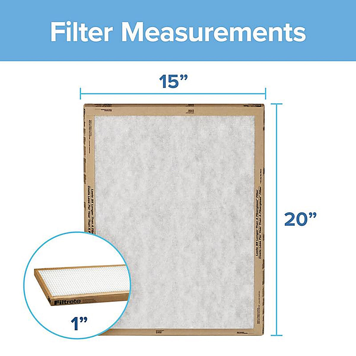 3M FPL06-2PK-24 Filtrete 15 in. W X 20 in. H X 1 in. D Synthetic 5 MERV Flat Panel Filter 2 pk