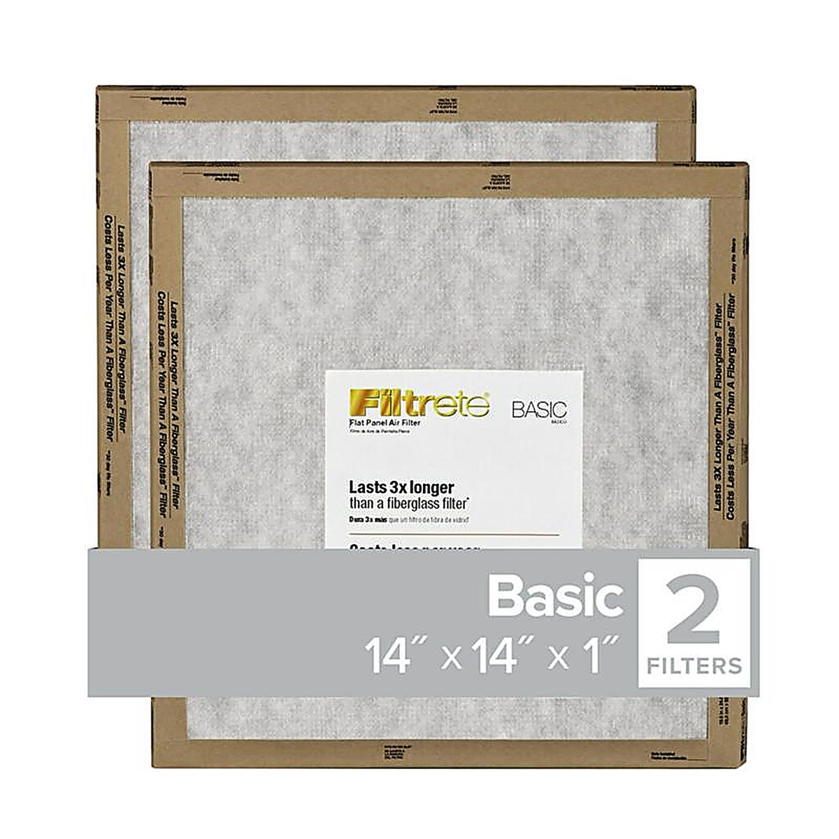 3M FPL11-2PK-24 Filtrete 14 in. W X 14 in. H X 1 in. D Synthetic 1 MERV Flat Panel Filter 2 pk