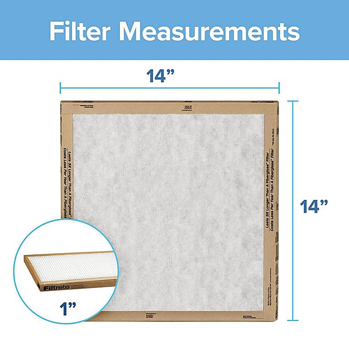 3M FPL11-2PK-24 Filtrete 14 in. W X 14 in. H X 1 in. D Synthetic 1 MERV Flat Panel Filter 2 pk