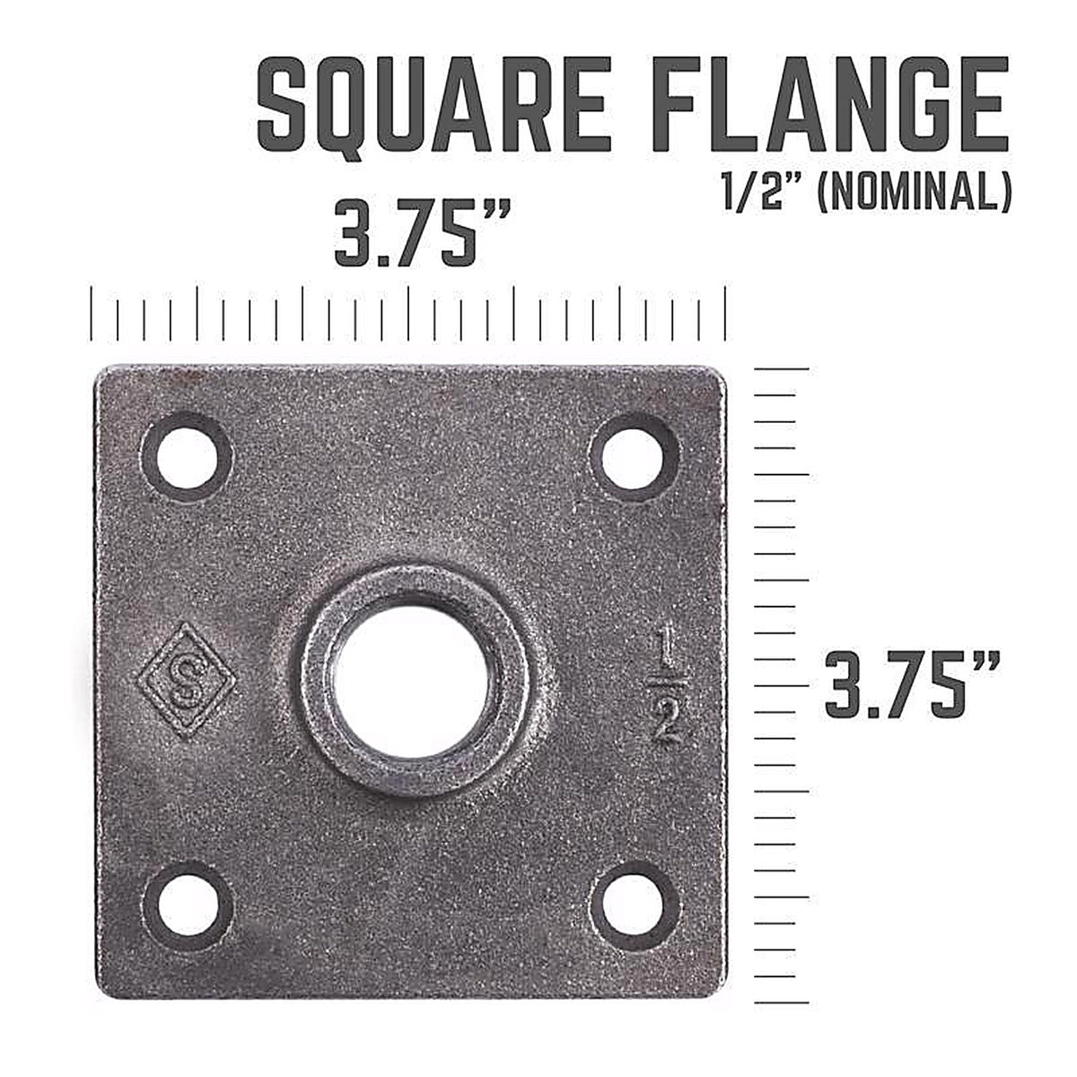 STZ Industries - 366 SQFL-12-2 - Pipe Decor Iron Flange 1/2 in.