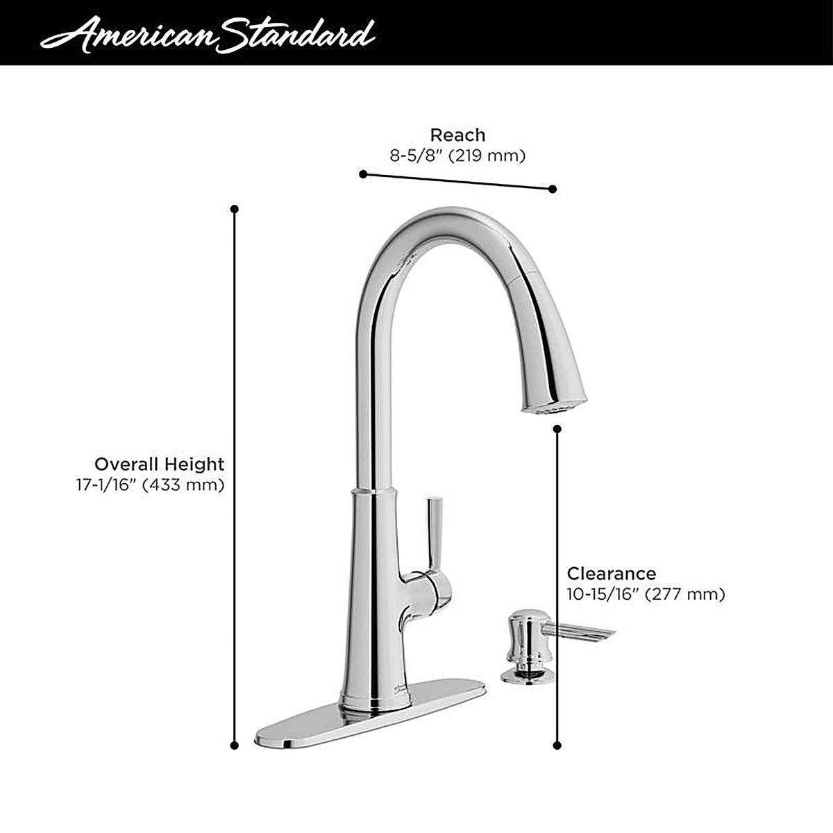 American Standard 9319300.075 Maven One Handle Stainless Steel Pull-Down Kitchen Faucet