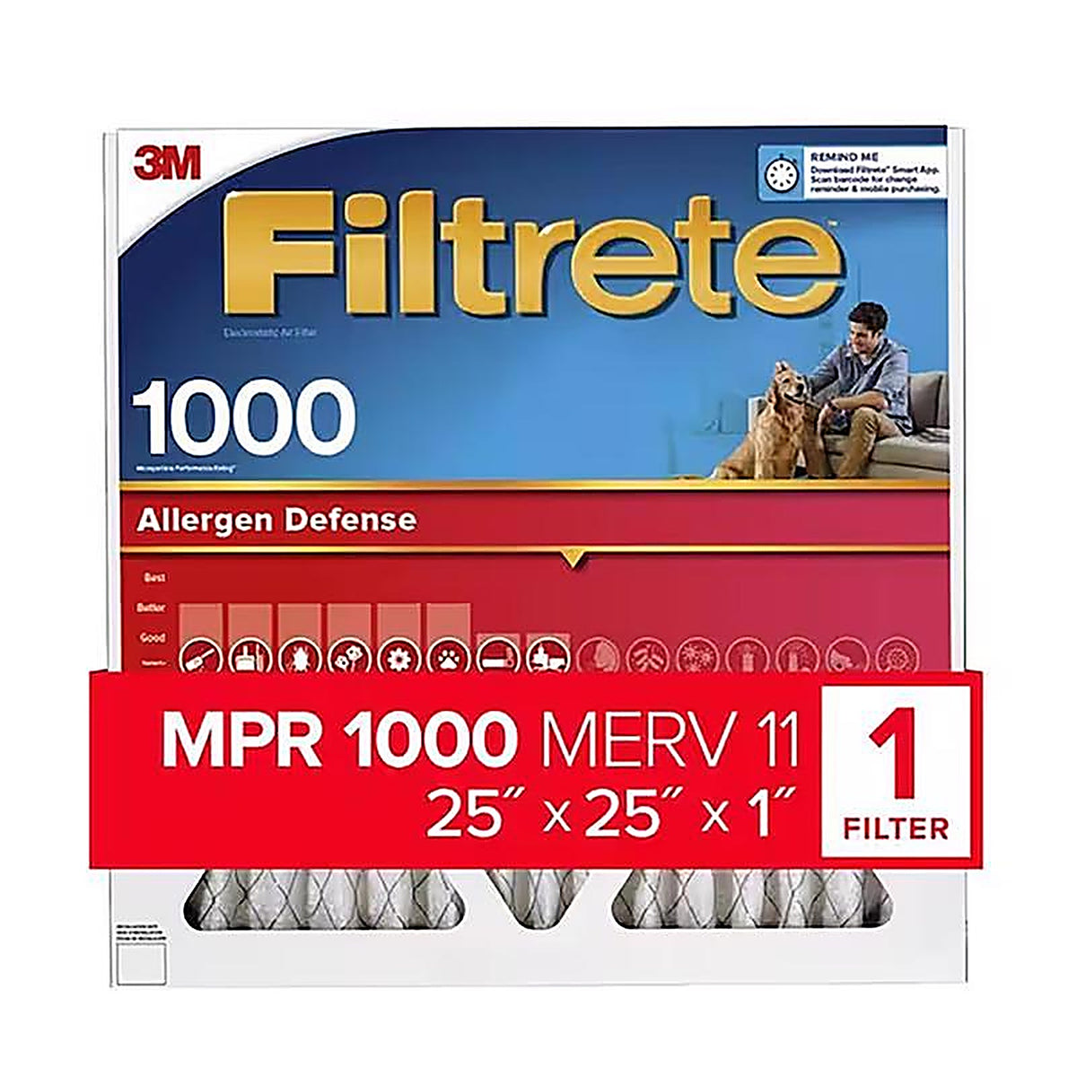 3M AL15-4 Filtrete 25 in. W X 25 in. H X 1 in. D 11 MERV Pleated Allergen Air Filter 1 pk
