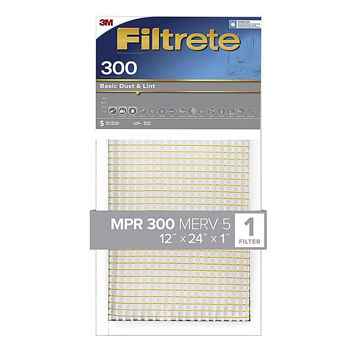 3M BA20-4 Filtrete 12 in. W X 24 in. H X 1 in. D 5 MERV Pleated Air Filter 1 pk