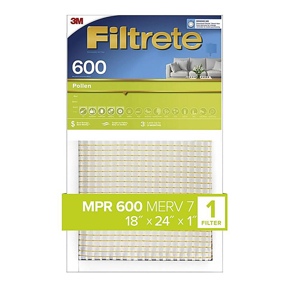 3M CL21-4 Filtrete 18 in. W X 24 in. H X 1 in. D 7 MERV Pleated Air Filter 1 pk
