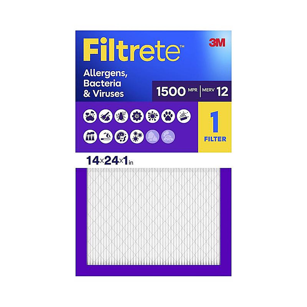 3M UP23-4 Filtrete 14 in. W X 24 in. H X 1 in. D 12 MERV Pleated Air Filter 1 pk