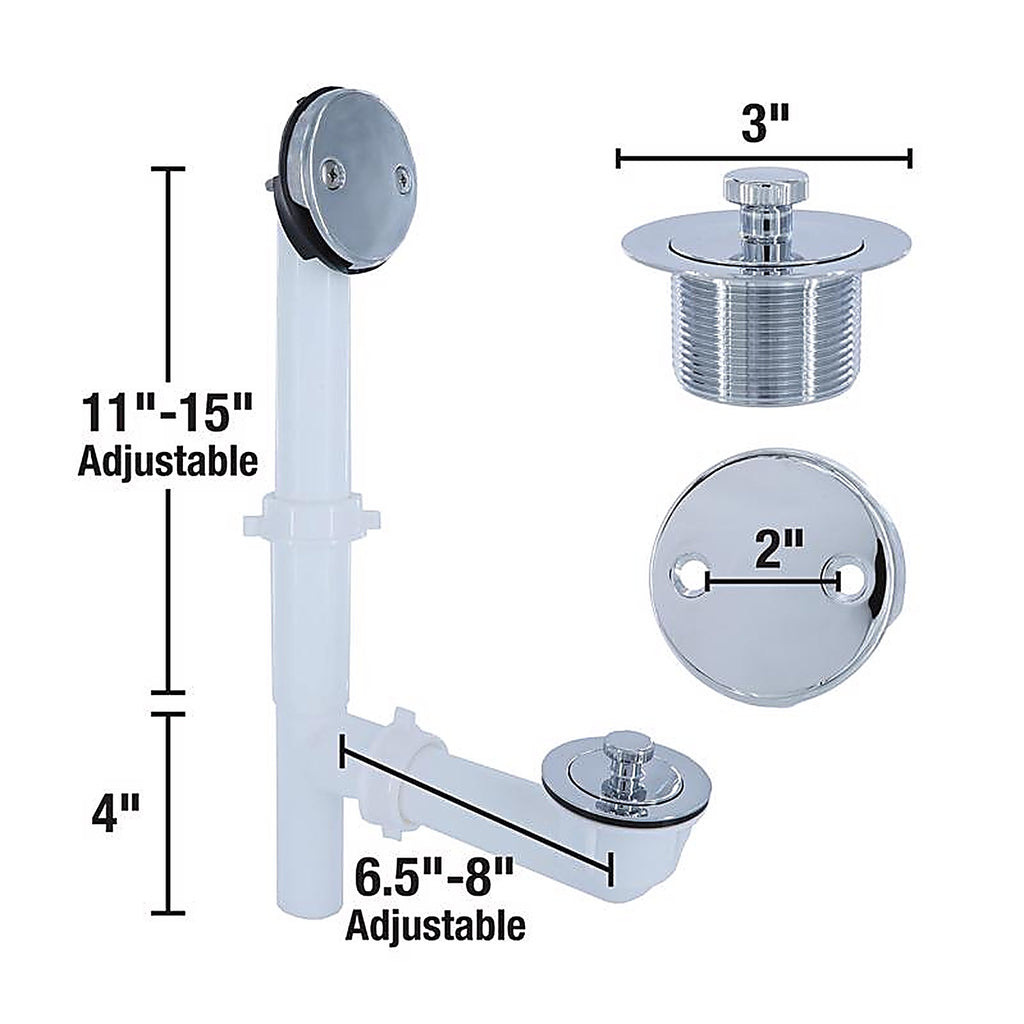 Danco 9D00051933 1-1/2 in. D Chrome Plated Plastic Tub Drain Kit