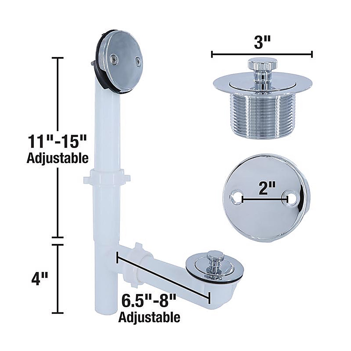 Danco 9D00051933 1-1/2 in. D Chrome Plated Plastic Tub Drain Kit