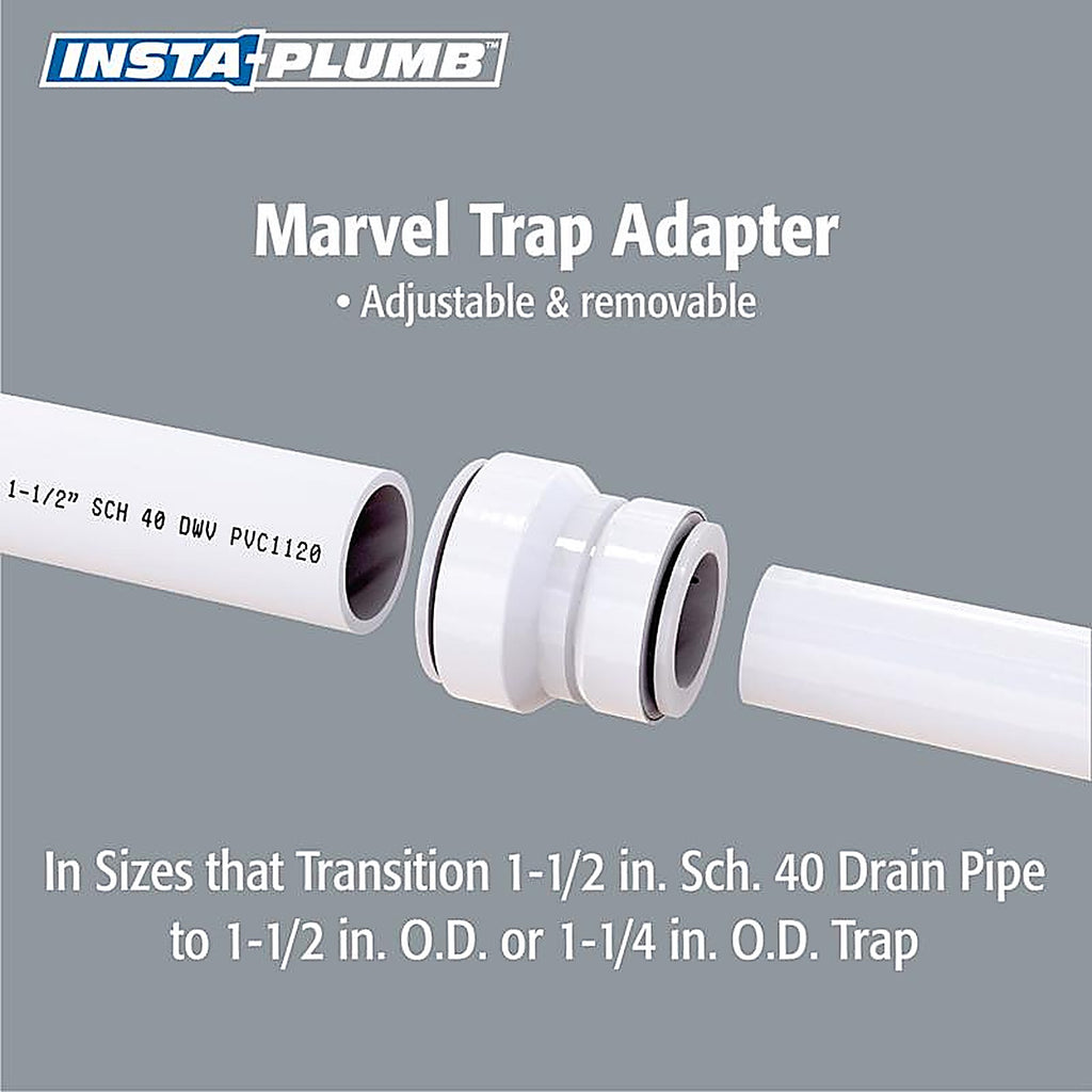 Keeney 96IPK insta plumb 1-1/4 in. D Plastic Trap Adapter