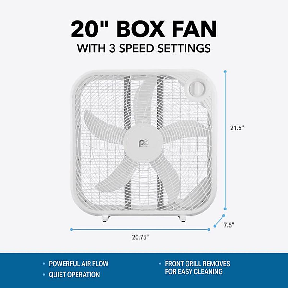 Perfect Aire - 2PAFBX20 - 20 In. H 3 Speed Box Fan