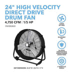 Perfect Aire - 2PAFDRUM24 - 29.75 In. H X 24 In. D Drum Fan