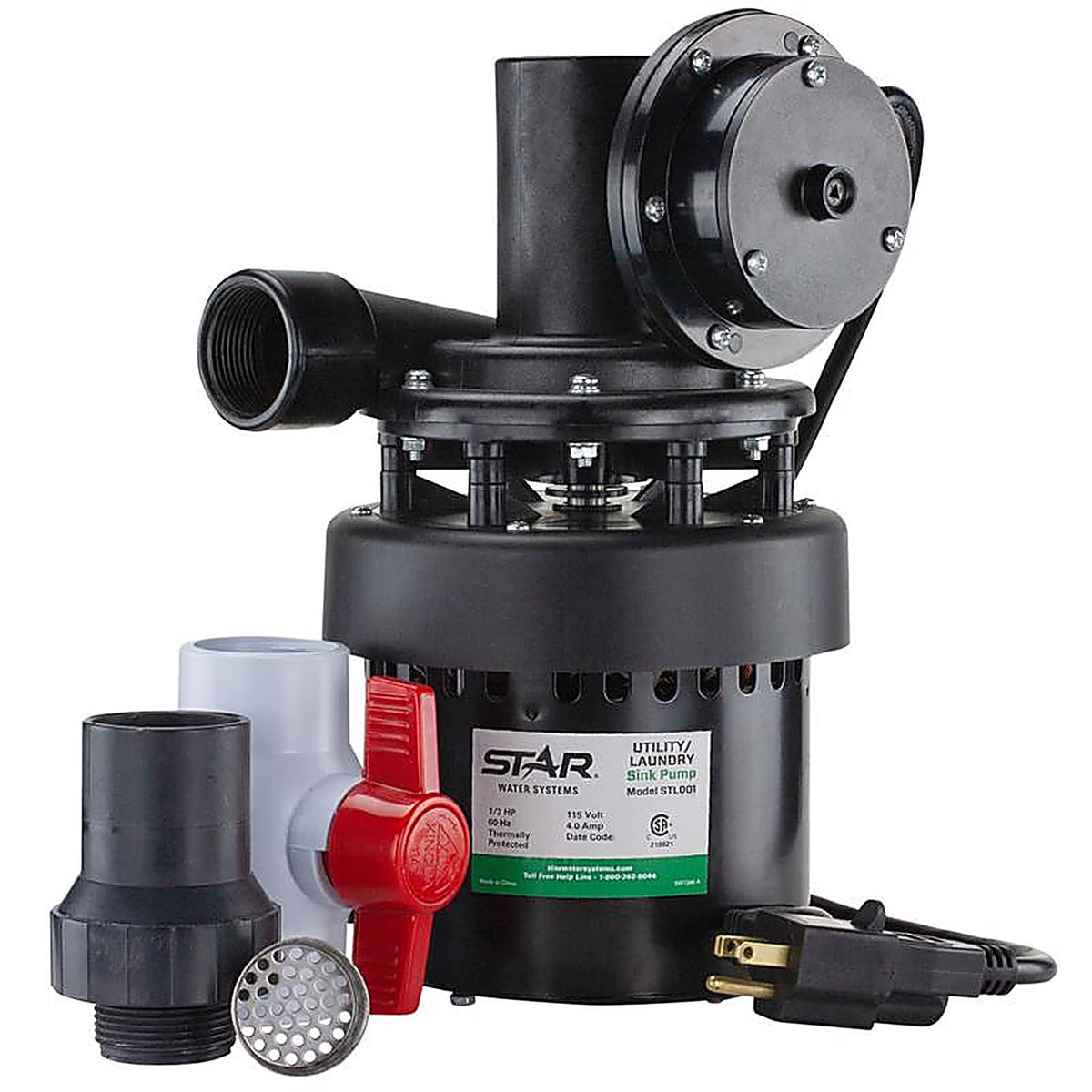 Star Water Systems - STL001 - 1/3 HP 1320 GPH Thermoplastic Diaphragm Switch Top AC Sink Pump System