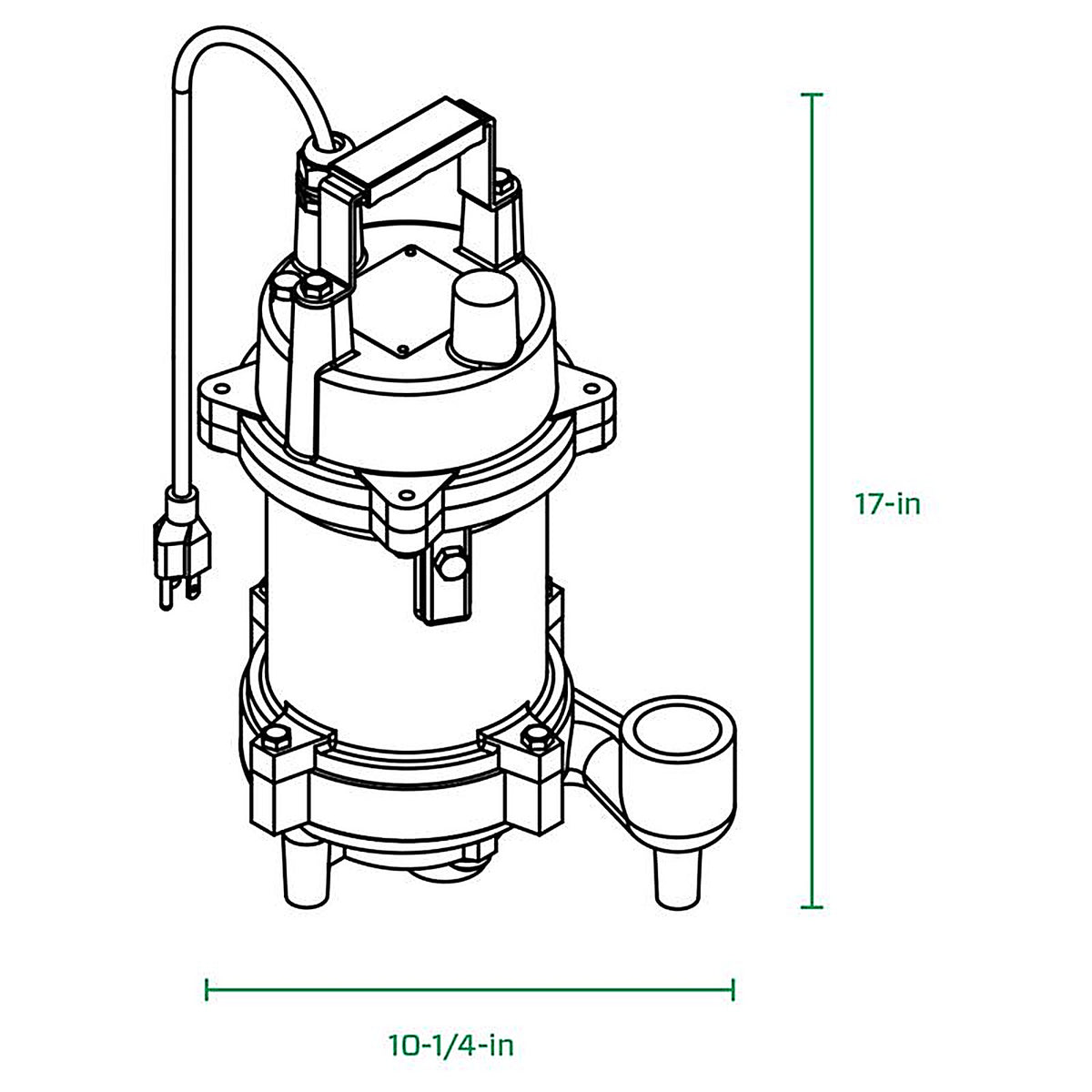 Zoeller - 2701-0005 - 1 HP 2535 GPH Cast Iron Tethered Float Switch Grinding Pump