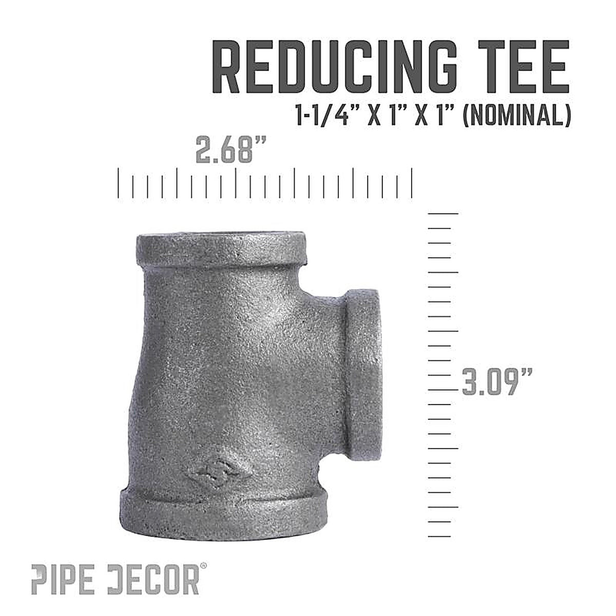 STZ - 310RT-11411 - Industries 1-1/4 In. Fip X 1 In. D Fip 1 In. D Fip Black Iron 3.9 In. L Reducing Tee