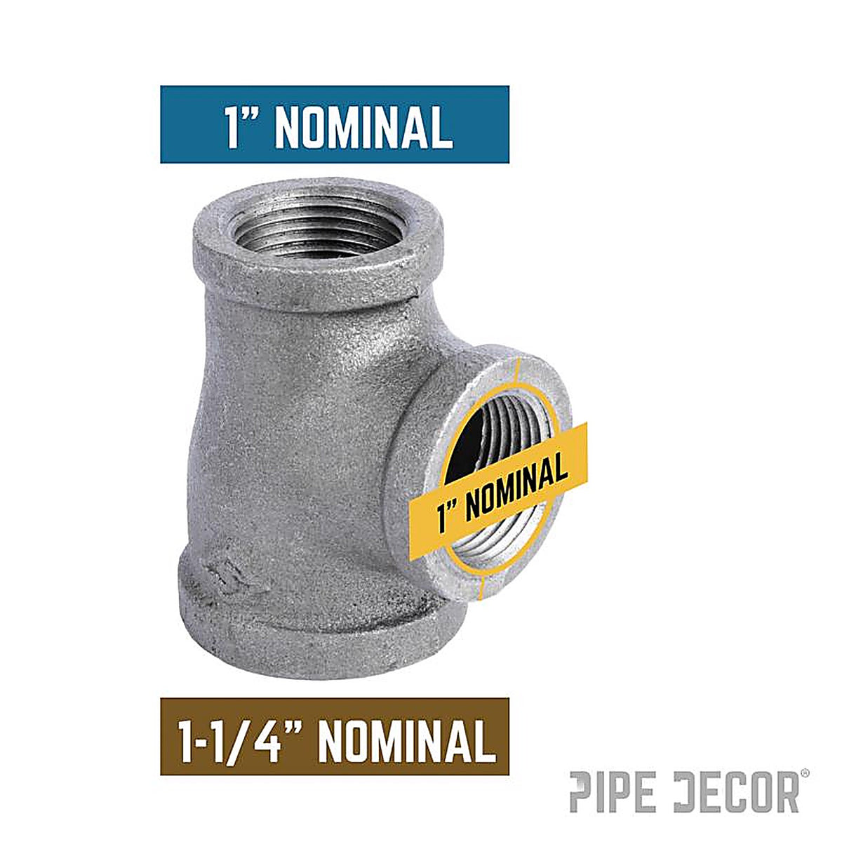 STZ - 310RT-11411 - Industries 1-1/4 In. Fip X 1 In. D Fip 1 In. D Fip Black Iron 3.9 In. L Reducing Tee