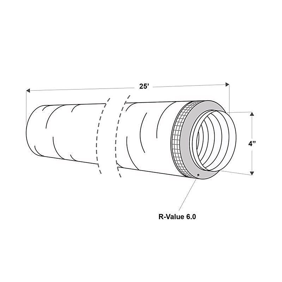 Imperial - MEA-0425-6 - R6.0 25 Ft. L X 4 In. D Silver Poly Duct