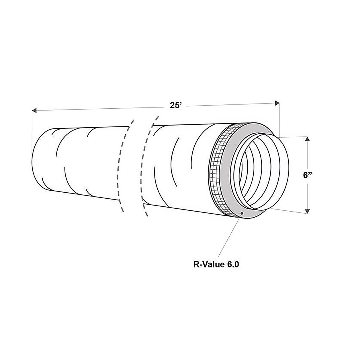 Imperial - MEA-0625-6 - R6.0 25 Ft. L X 6 In. D Silver Poly Duct
