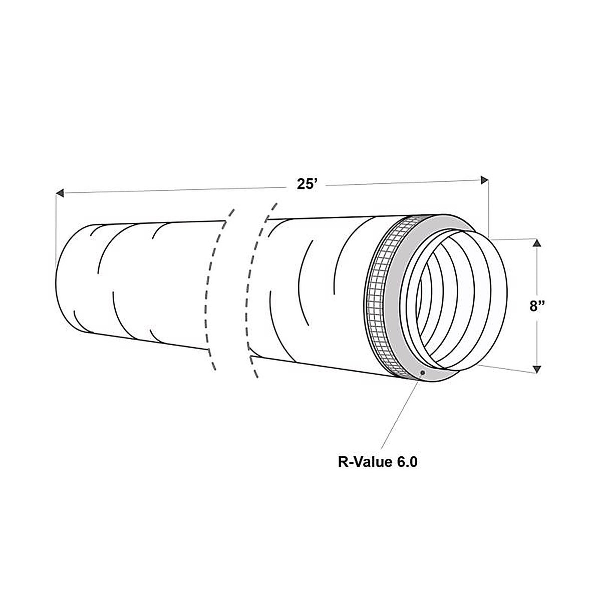 Imperial - MEA-0825-6 - R6.0 25 Ft. L X 8 In. D Silver Poly Duct