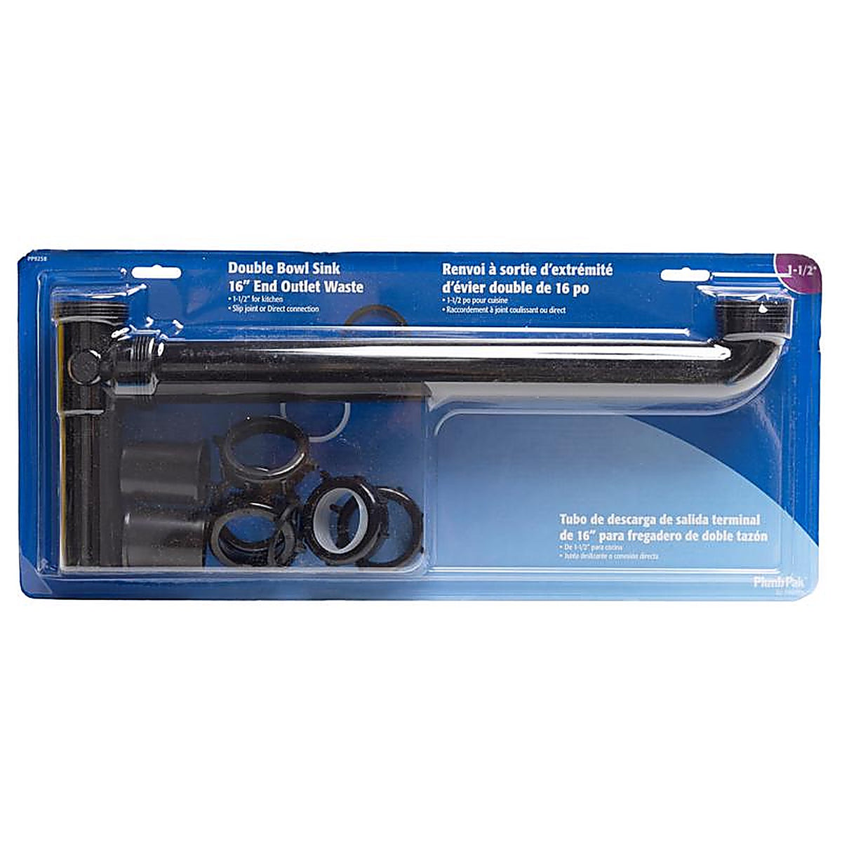 Plumb Pak - PP925B - 1-1/2 In. D X 16 In. L Plastic End Outlet Waste