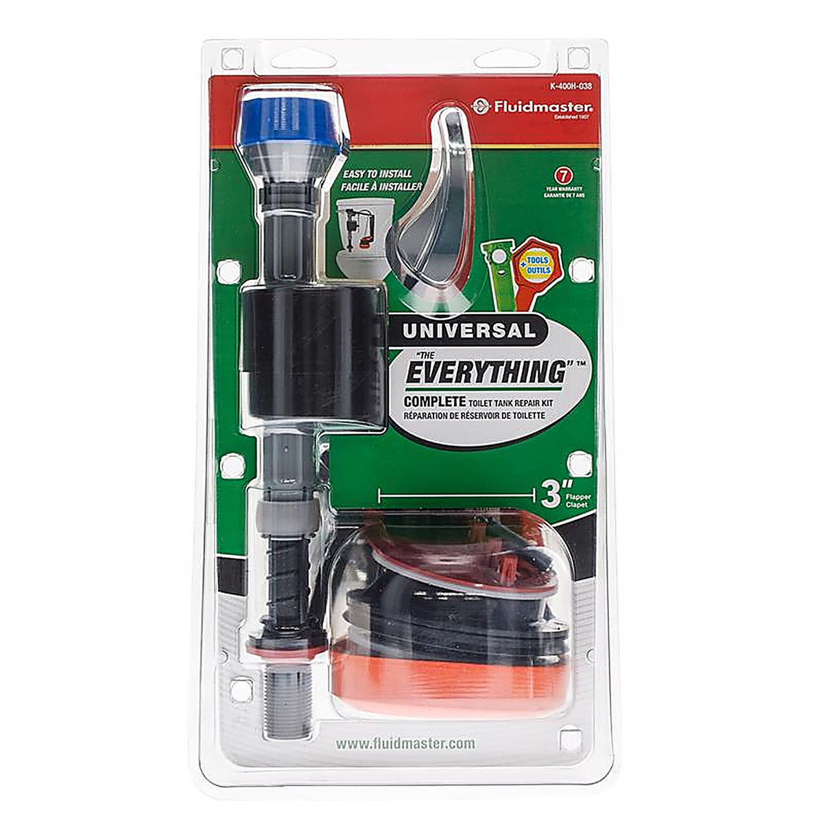 Fluidmaster - K-400H-038-T4 - Everything Toilet Repair Kit Multicolored Metal/Plastic for Universal