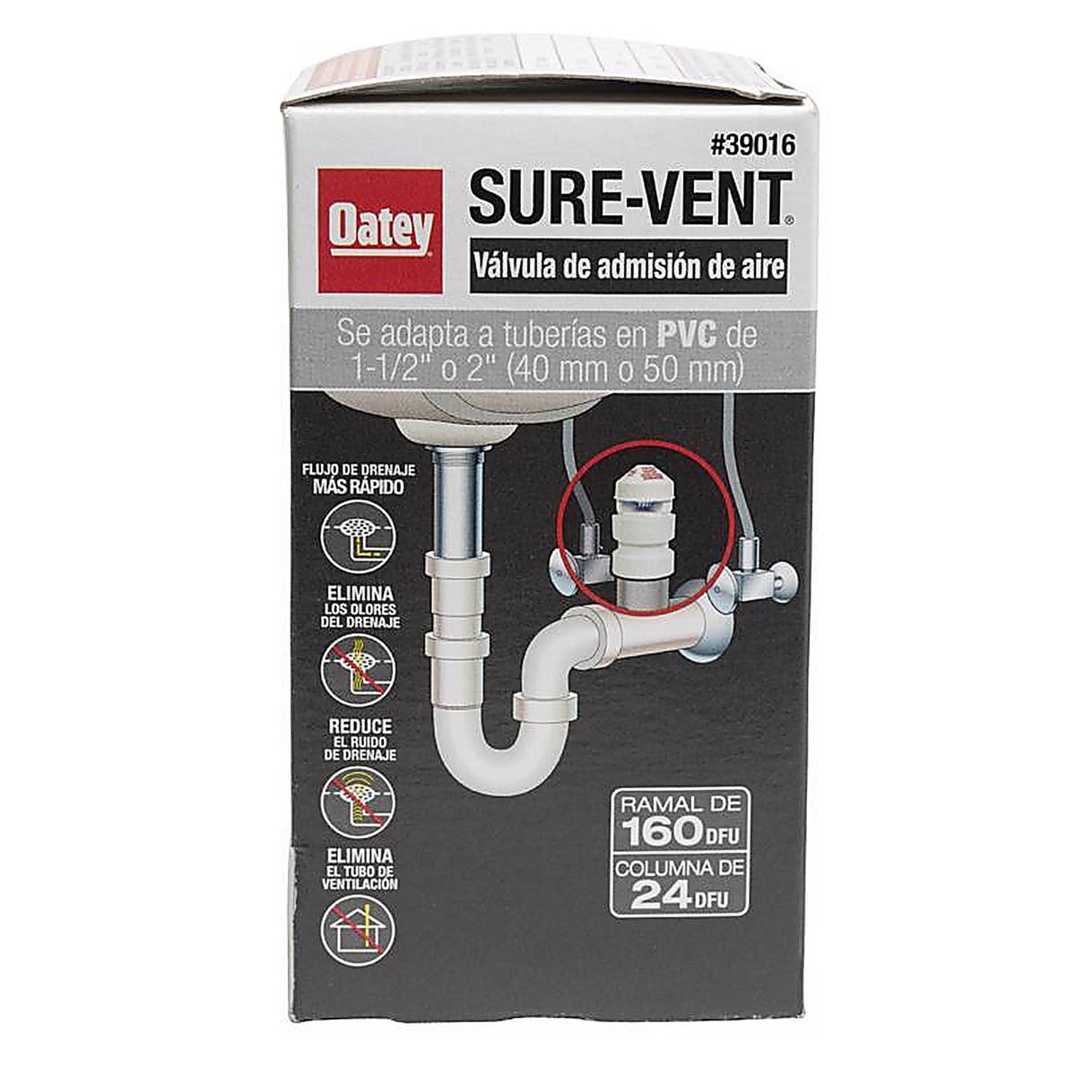 Oatey 39016 Sure-Vent 1-1/2 in. PVC Air Admittance Valve 2 in.
