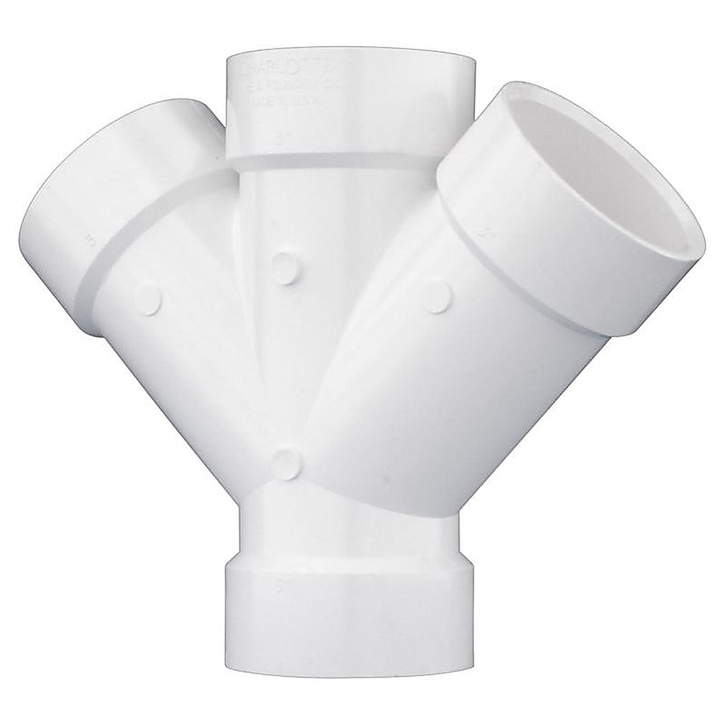 Charlotte Pipe - PVC006111000 - Schedule 40 3 In. Hub X 3 In. D Hub PVC Double Wye 1 Pack