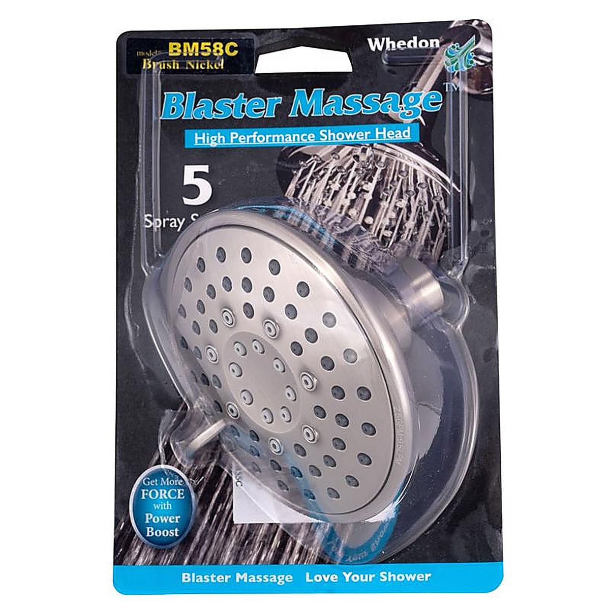 Whedon - BM58C - Blaster Massage Brushed Nickel Nickel 5 Settings Wallmount Showerhead 2.5 GPM