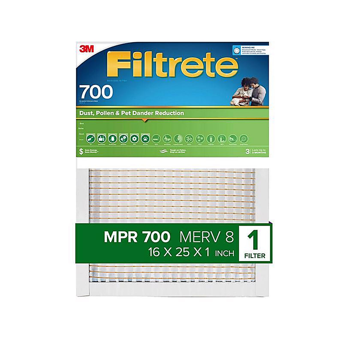 Filtrete - 701-4 - 16 In. W X 25 In. H X 1 In. Polypropylene 700 Mpr Pleated Air Filter 1 Pack