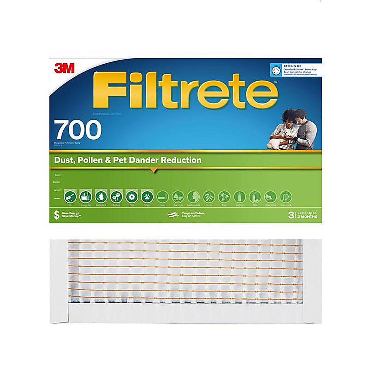Filtrete - 711-4 - 14 In. W X 14 In. H X 1 In. Polypropylene 700 Mpr Pleated Air Filter 1 Pack