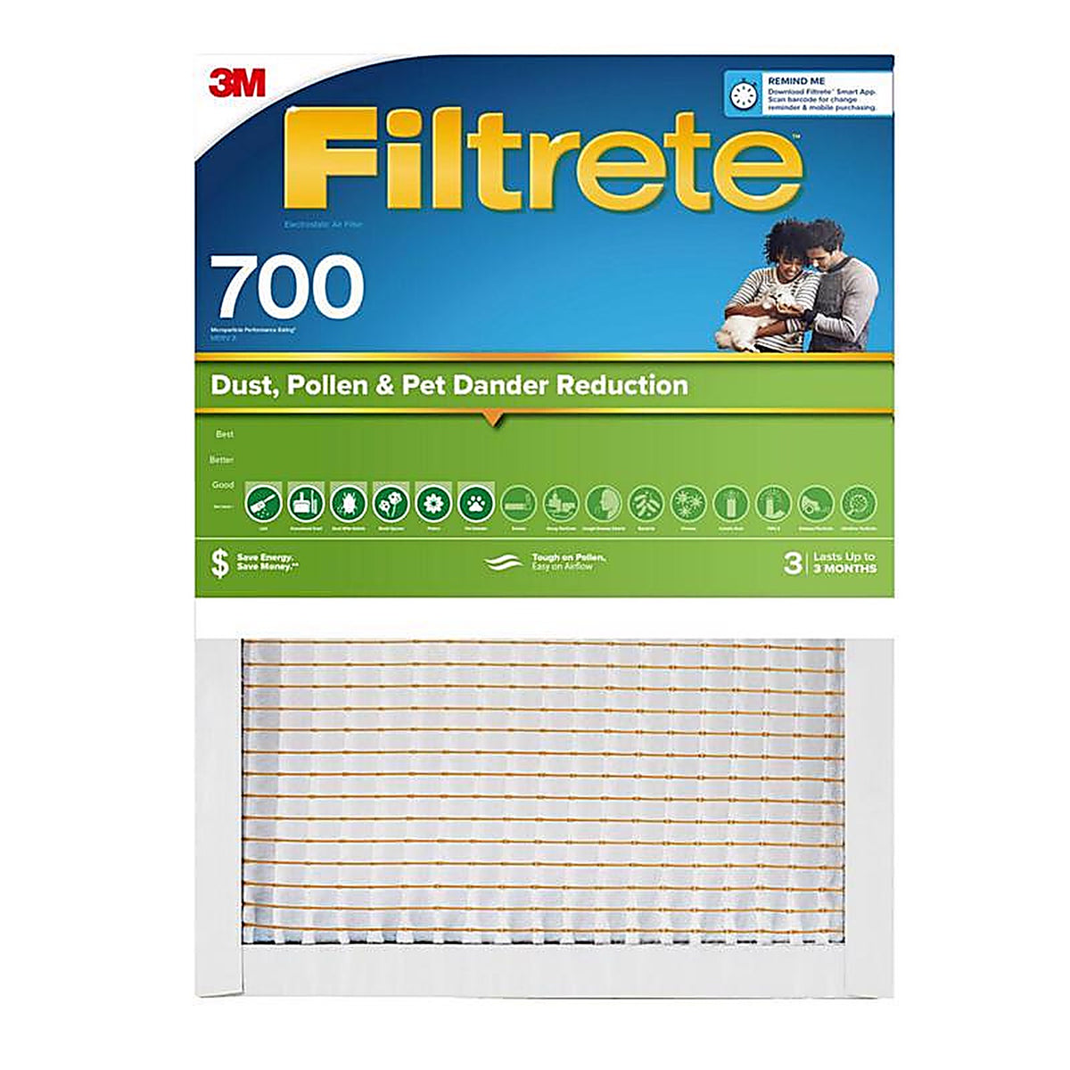Filtrete - 721-4 - 18 In. W X 24 In. H X 1 In. Polypropylene 700 Mpr Pleated Air Filter 1 Pack