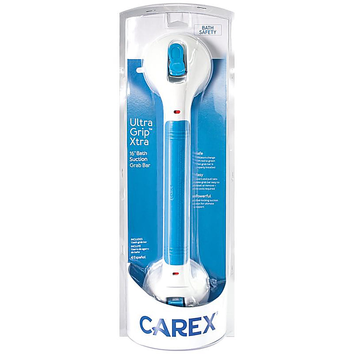 Carex - FGB19600 0000 - Health Brands Ultra Grip Blue/White Grab Bar Plastic 4.5 In. H X 16 In. L