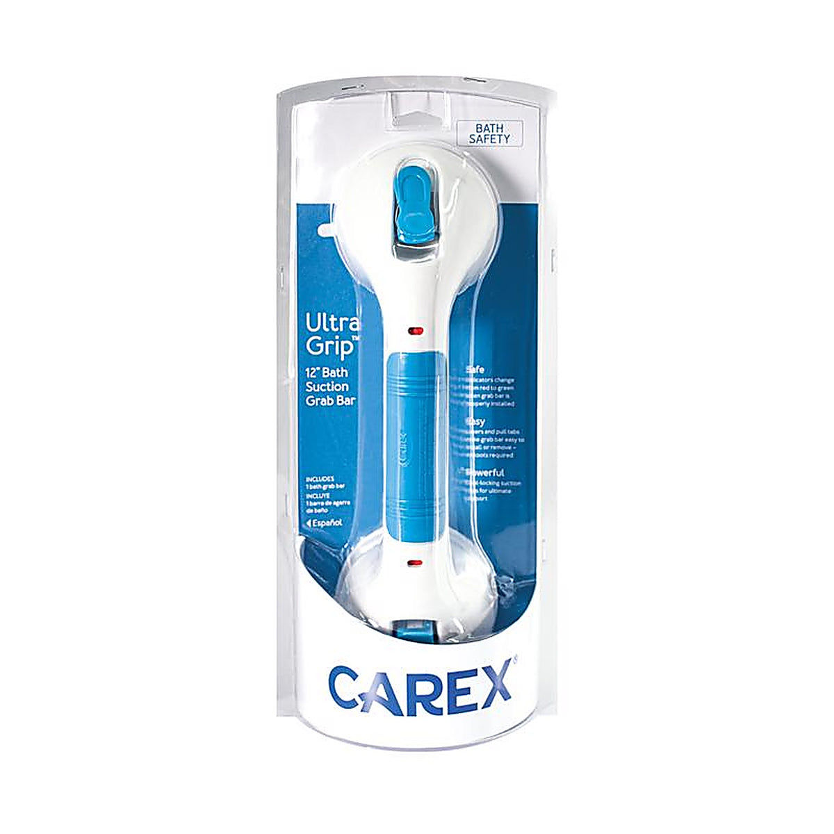 Carex - FGB20000 0000 - Health Brands Ultra Grip Blue/White Grab Bar Plastic 4.5 In. H X 12 In. L