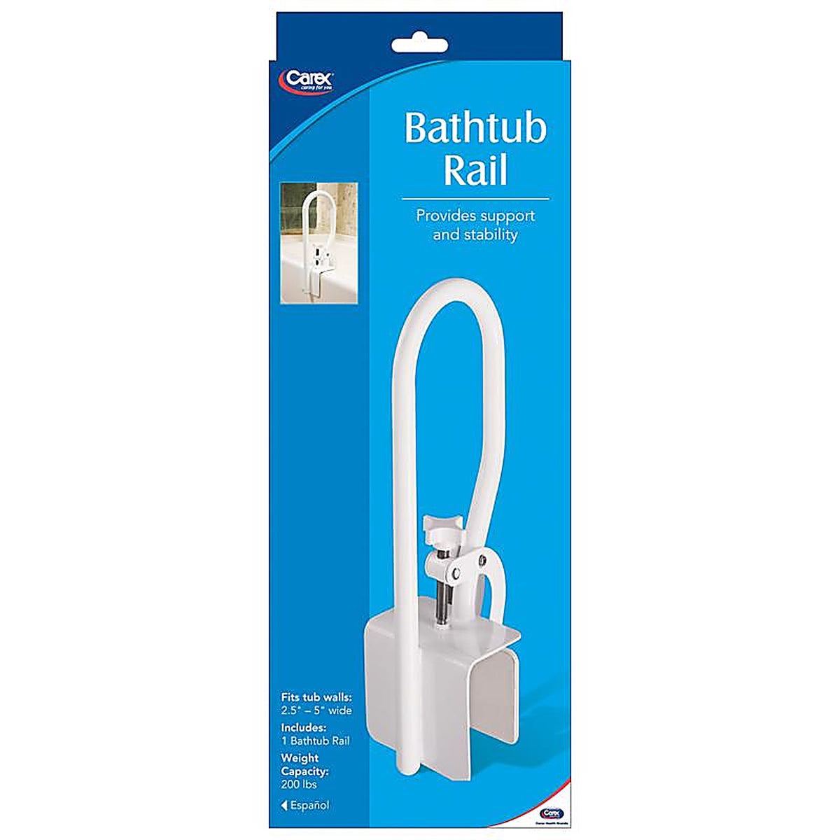 Carex - FGB20400 0000 - Health Brands White Tub Safety Bar Steel 13.5 In. H X 7 In. L