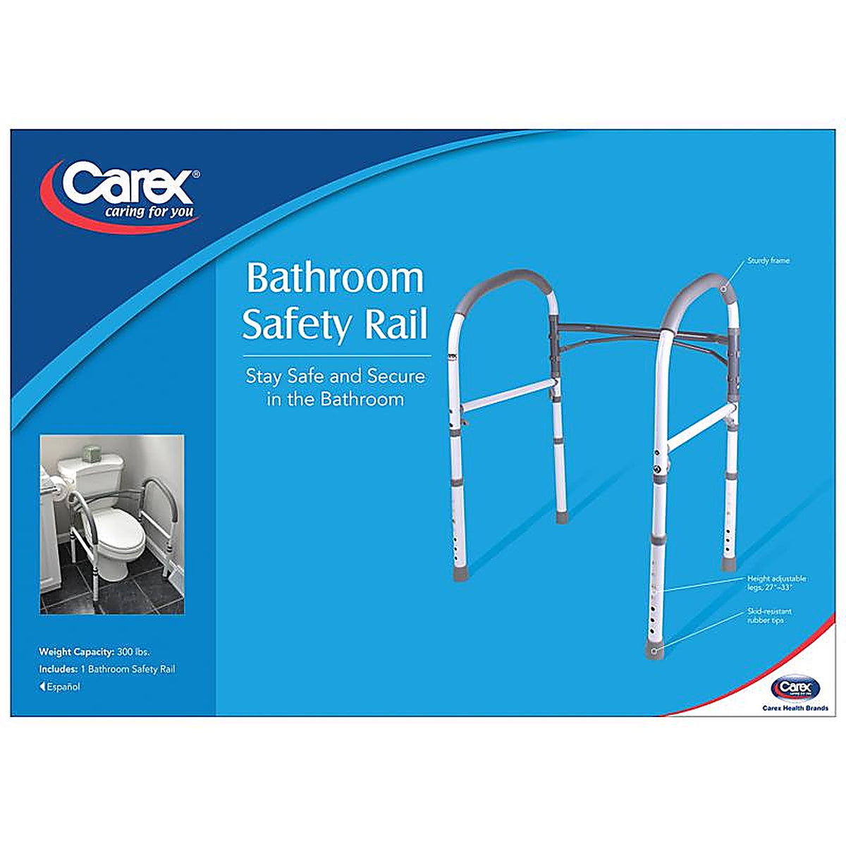 Carex - FGB36900 0000 - Health Brands White Toilet Safety Bar Aluminum 33 In. H X 23.25 In. L